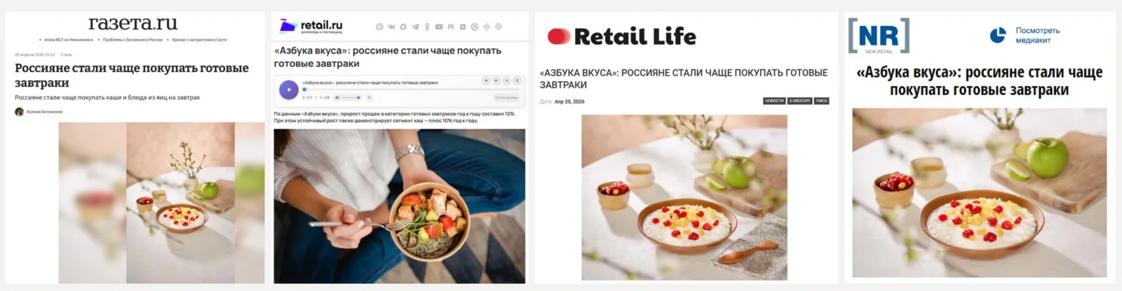 Research on ready-made breakfasts: Gazeta.Ru, Retail.ru, Retail Life, New Retail